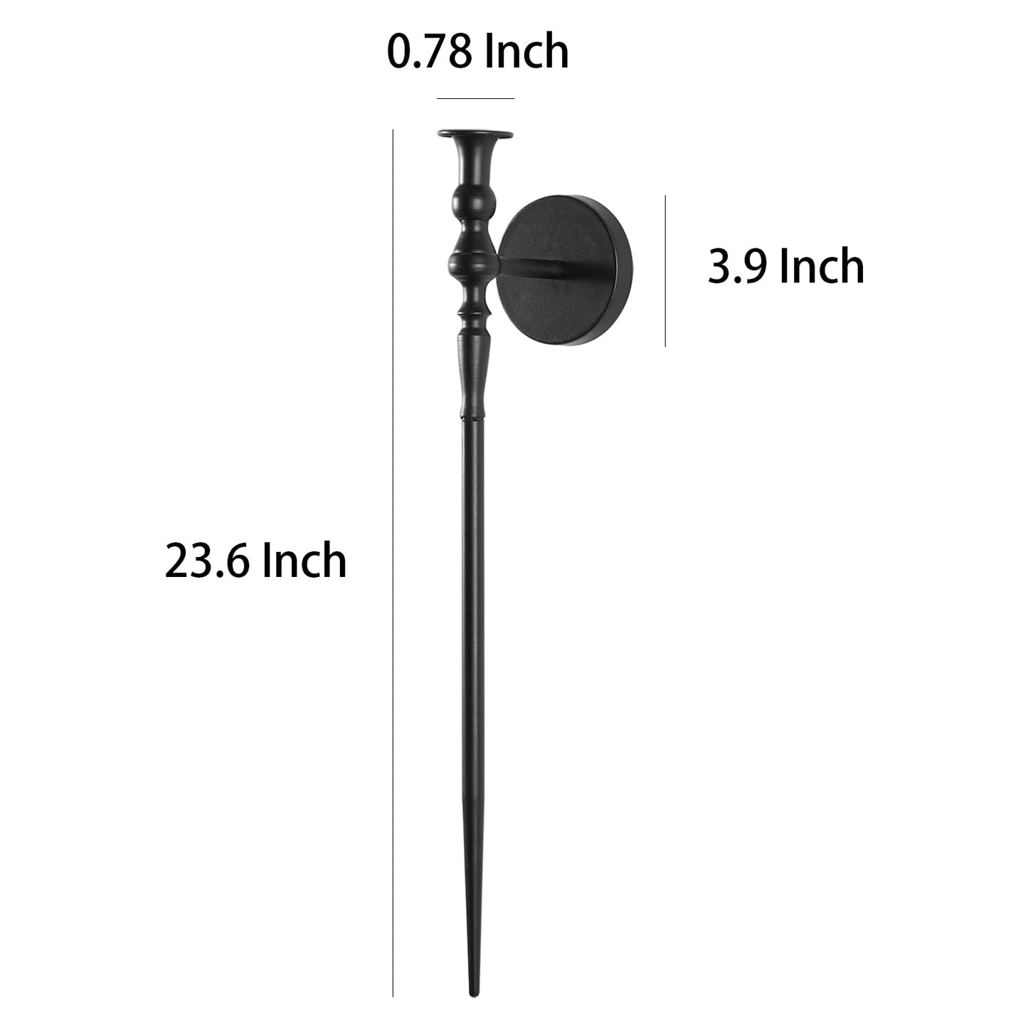 Set of 2, Large Black Scepter Metal Wall Candle Holder