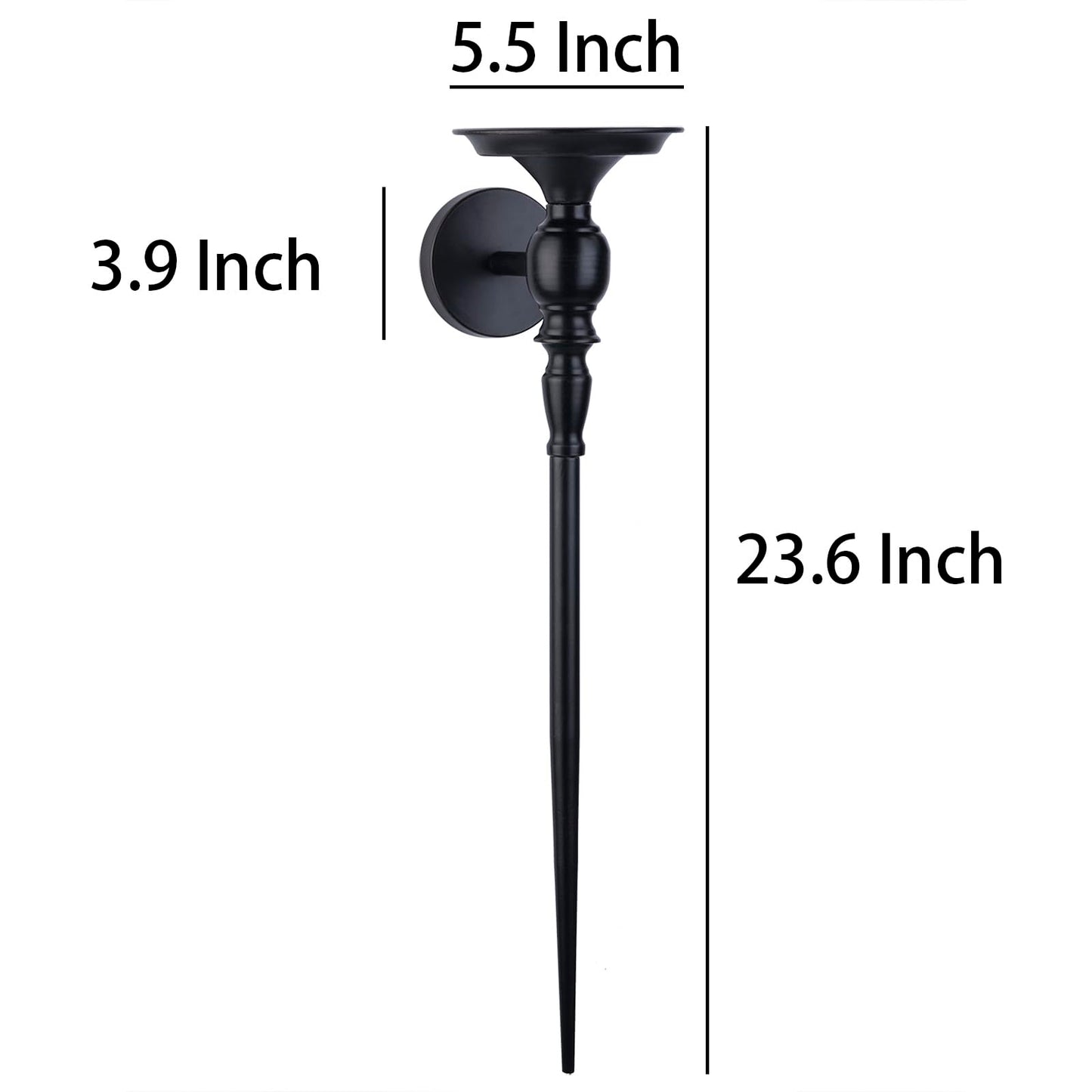 Set of 2, Large Black Scepter Metal Wall Candle Holder