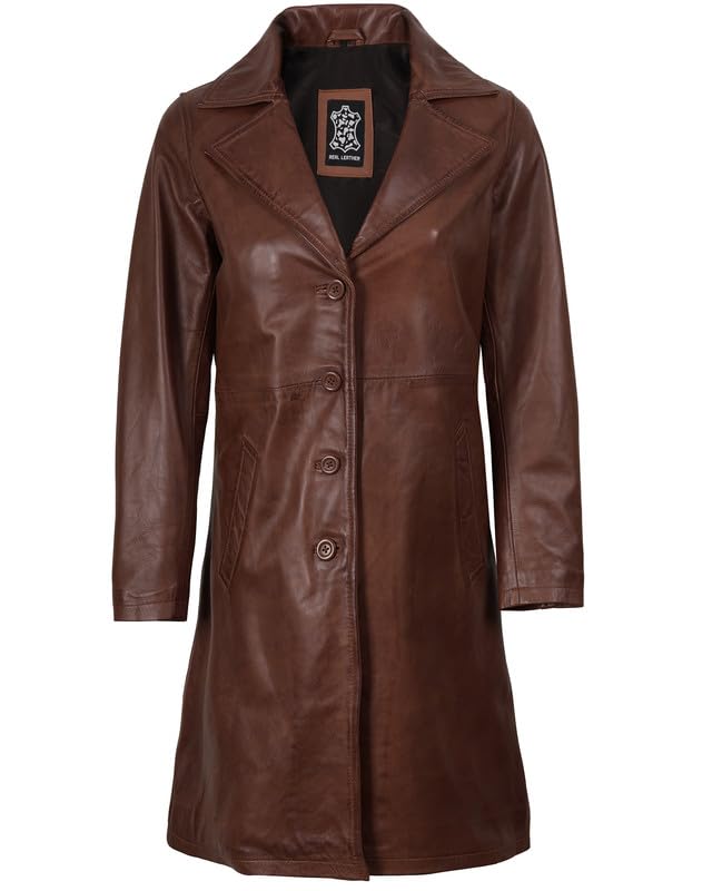 Maxine Black Leather Long Coat