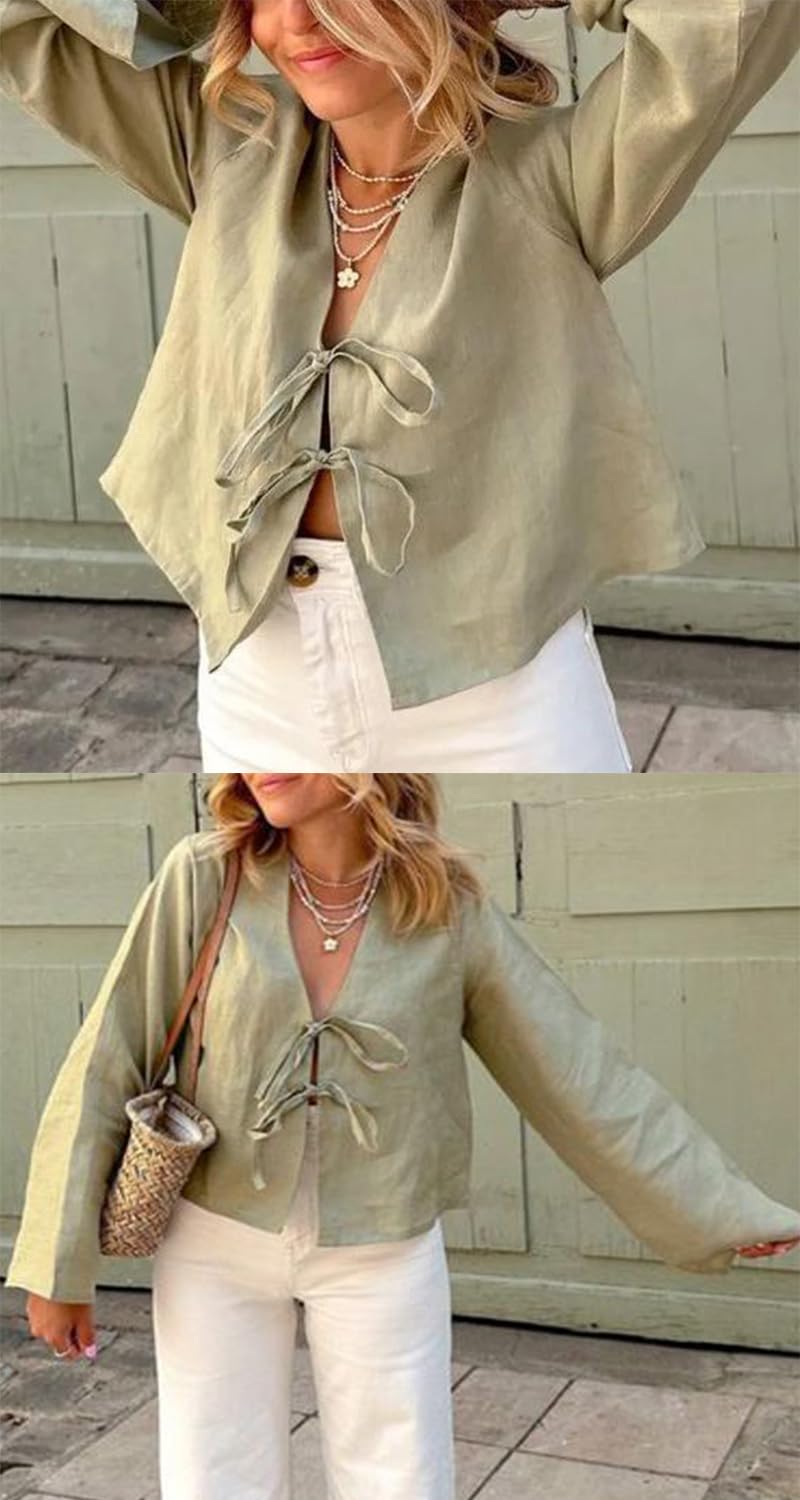 Tie Front Linen Shirt