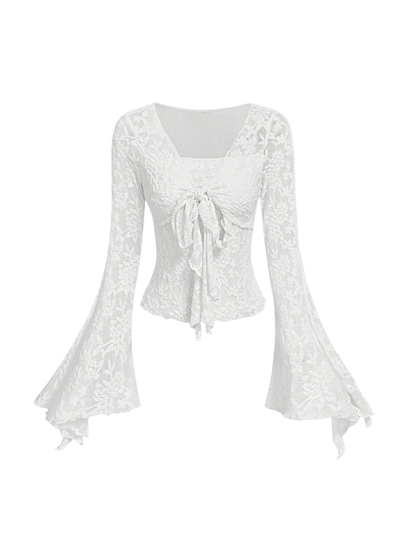 Verdusa Bell Sleeve Bow Blouse