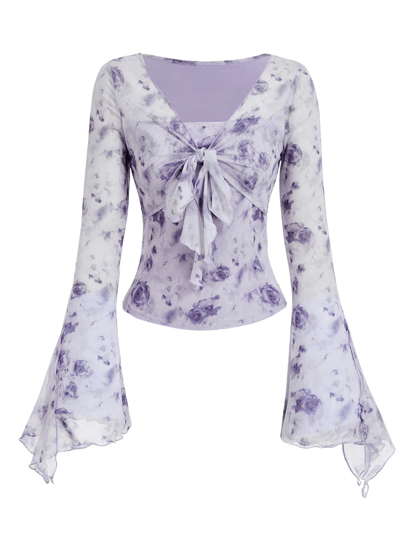 Verdusa Bell Sleeve Bow Blouse