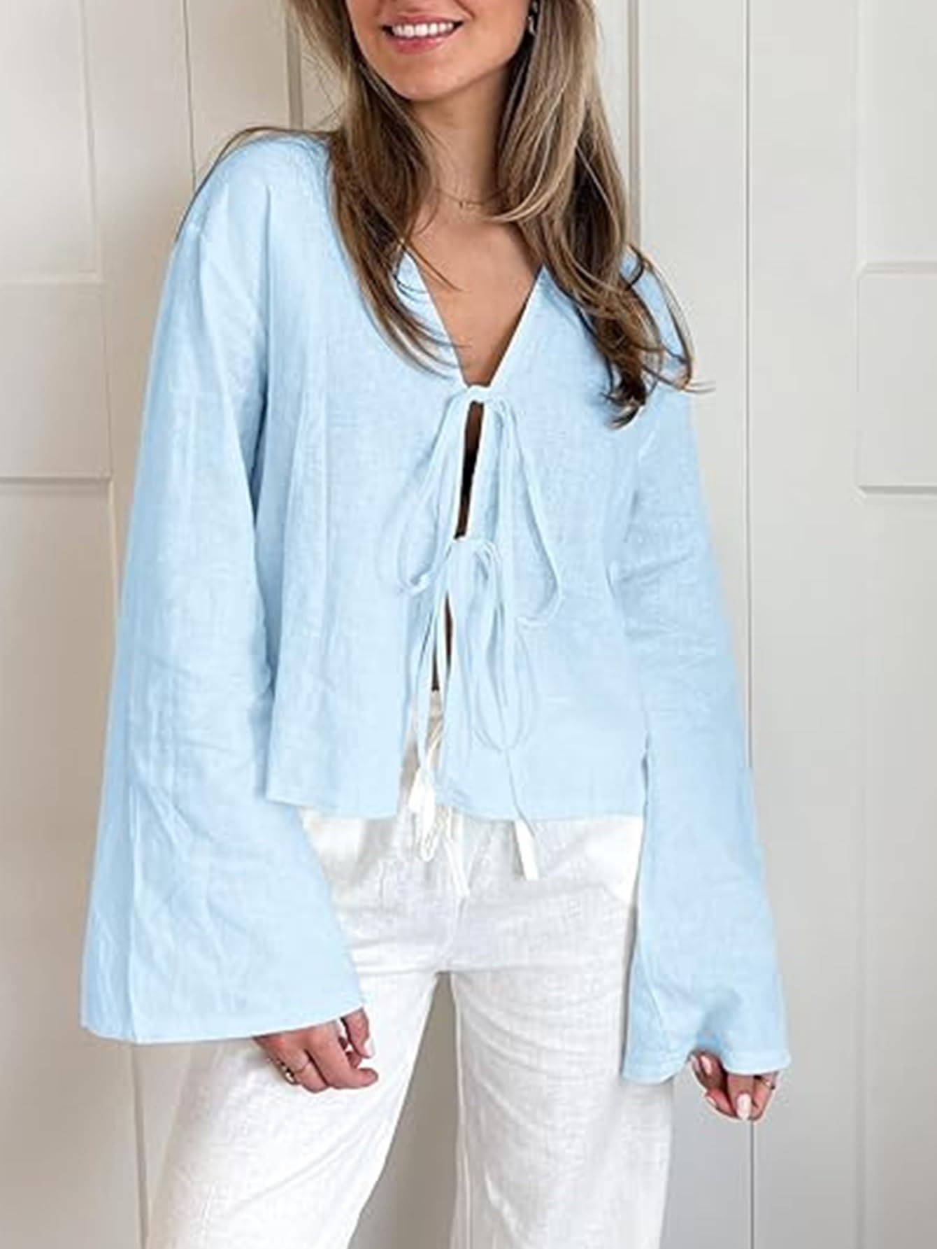Tie Front Linen Shirt