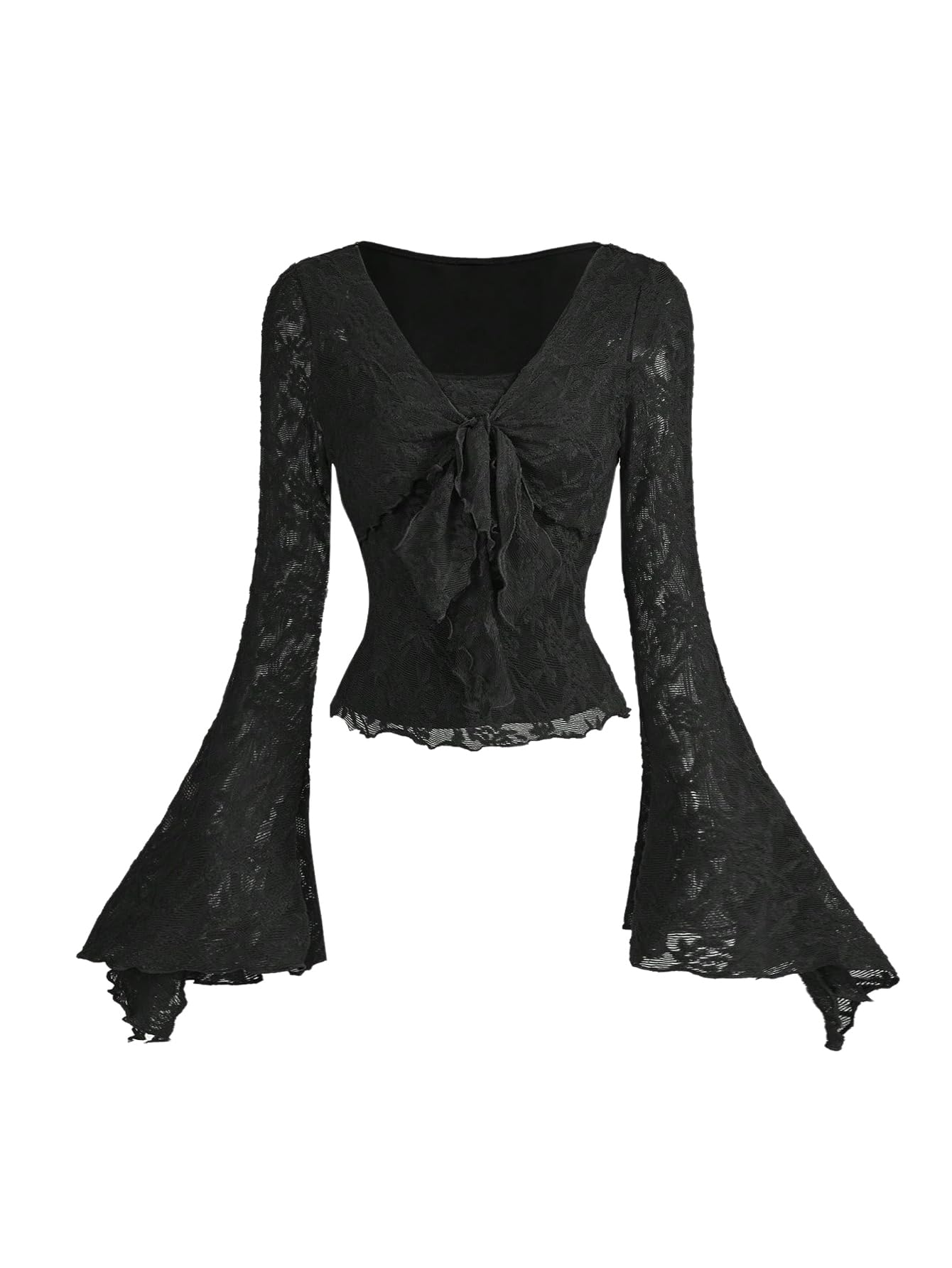 Verdusa Bell Sleeve Bow Blouse