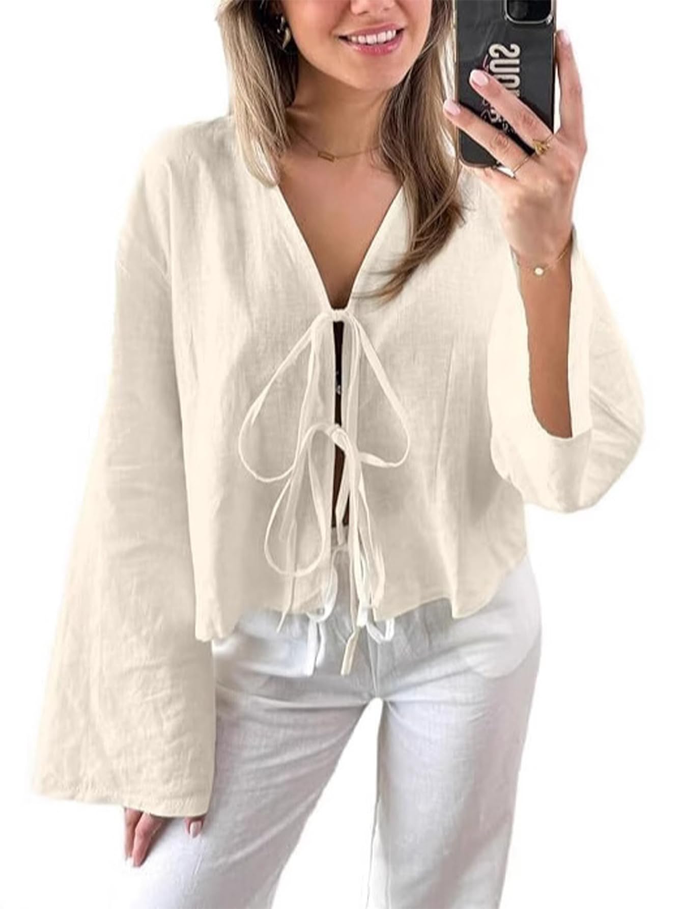 Tie Front Linen Shirt