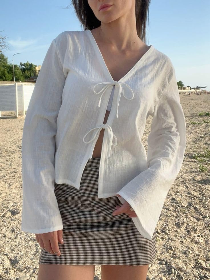 Tie Front Linen Shirt