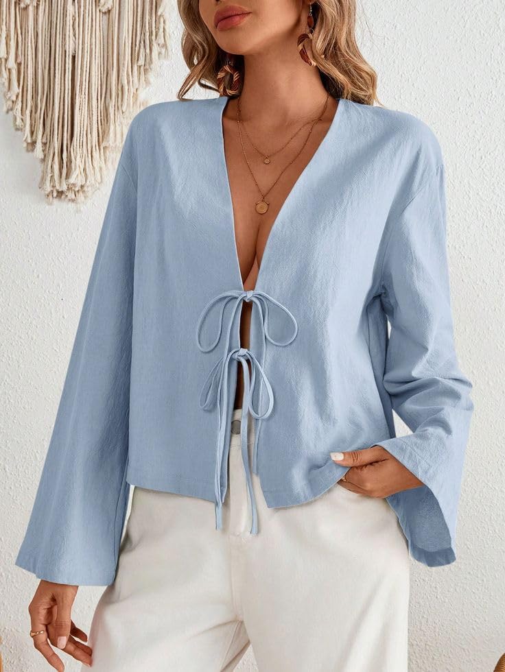 Tie Front Linen Shirt