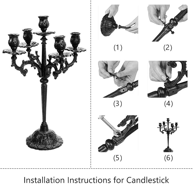 Heavy-Duty Cast-Iron Candlestick Holders - Handcrafted Vintage Candelabra & Single Candle Holder