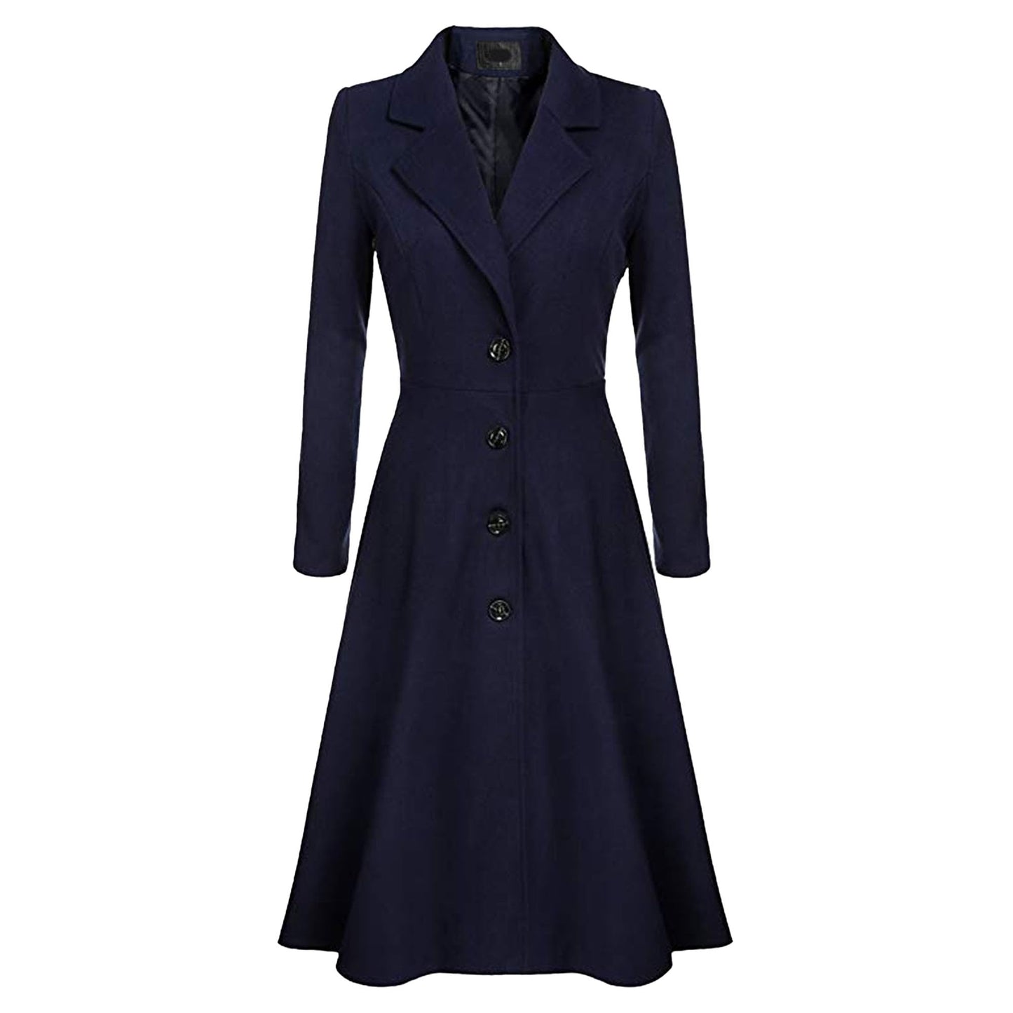 Winter Wool Dress Overcoat with Notch Lapel