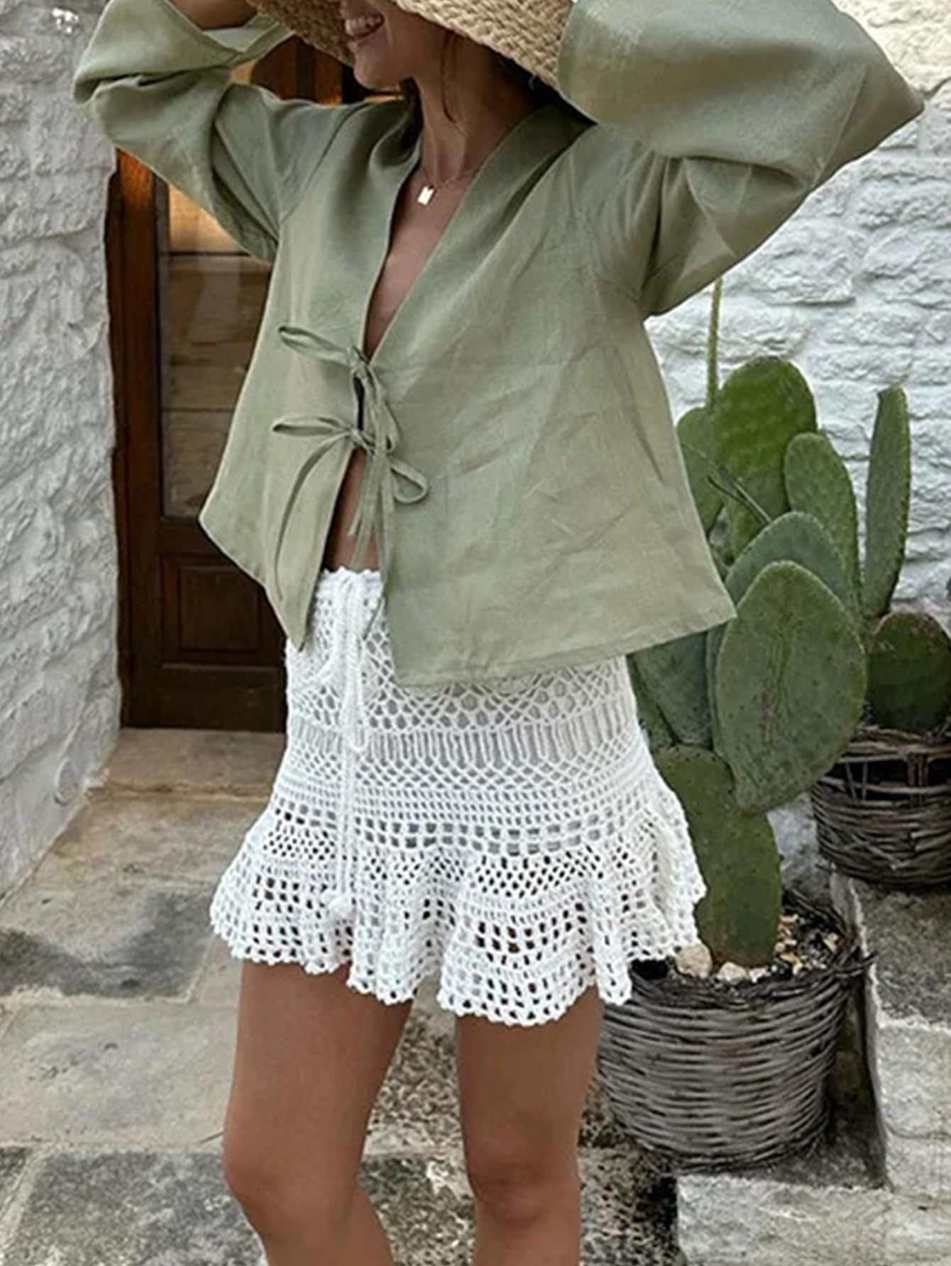 Tie Front Linen Shirt
