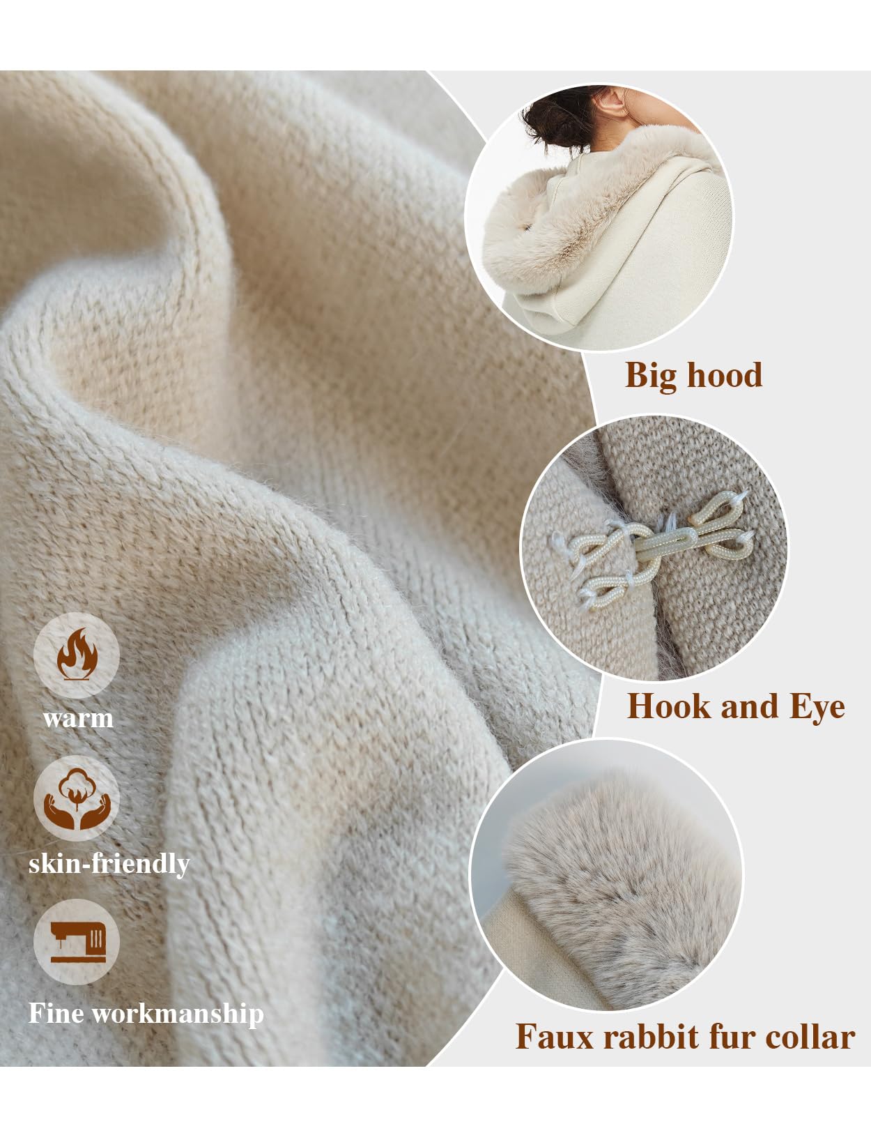 Poncho Hooded Shawl Wrap