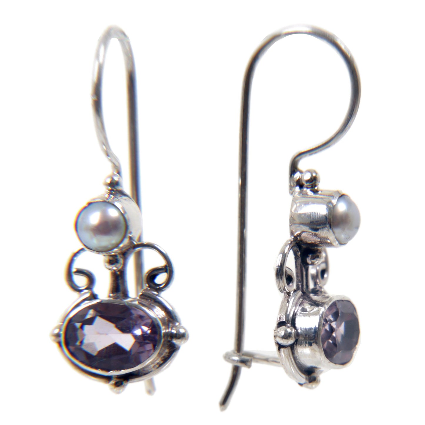 Amethyst .925 Sterling Silver Drop Earrings 'Sunrise Spirit'