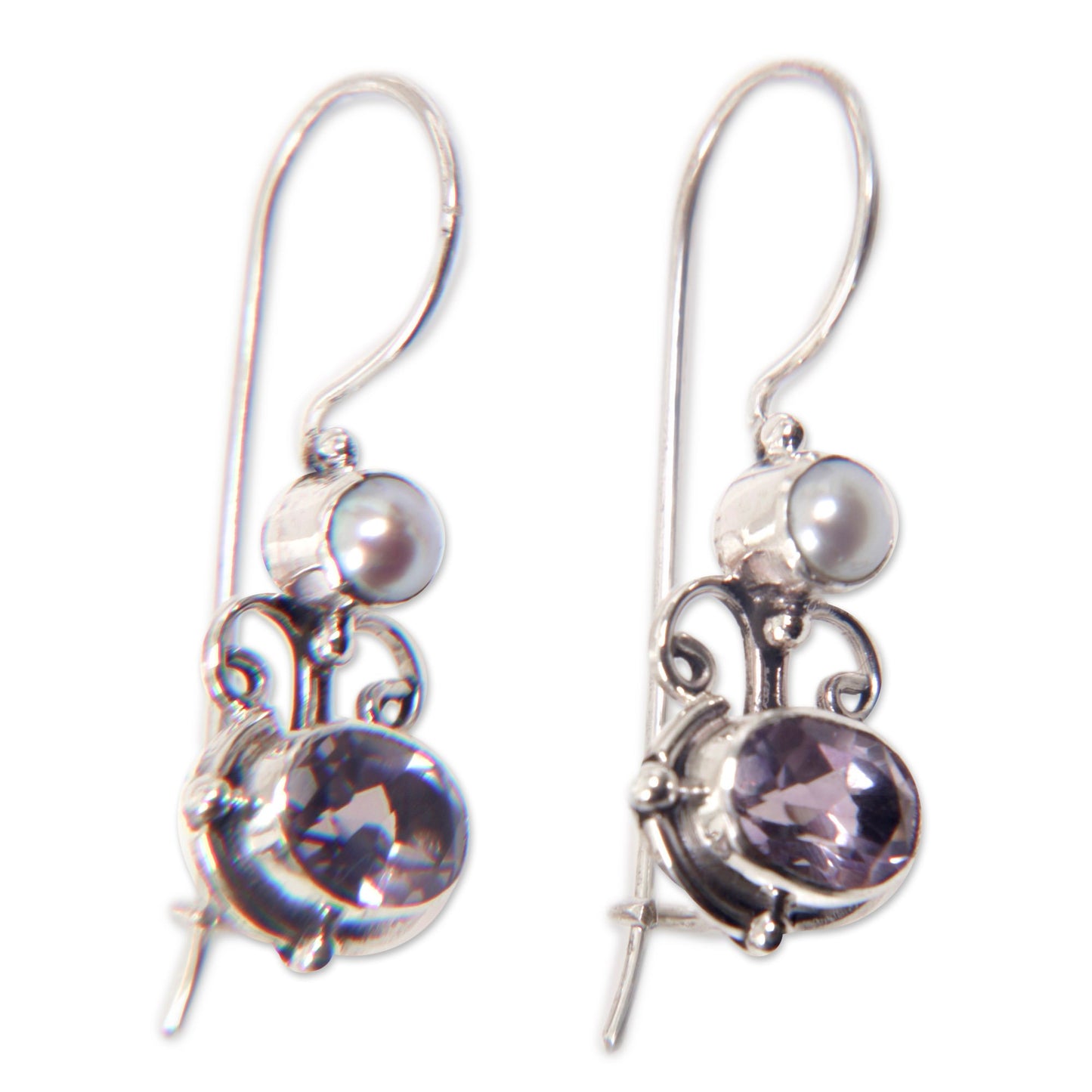 Amethyst .925 Sterling Silver Drop Earrings 'Sunrise Spirit'