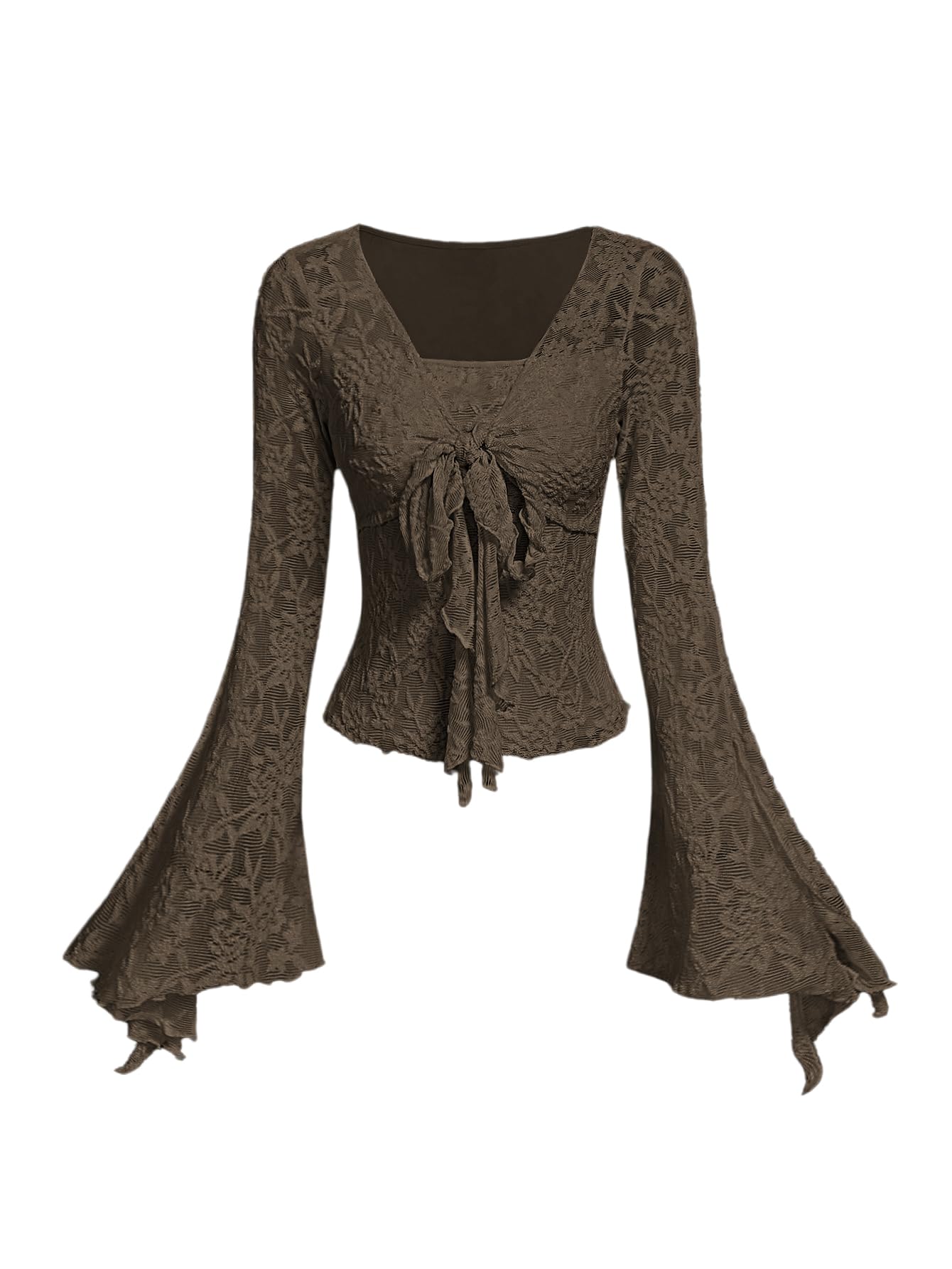 Verdusa Bell Sleeve Bow Blouse