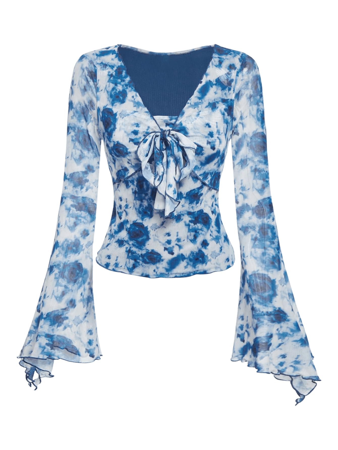 Verdusa Bell Sleeve Bow Blouse