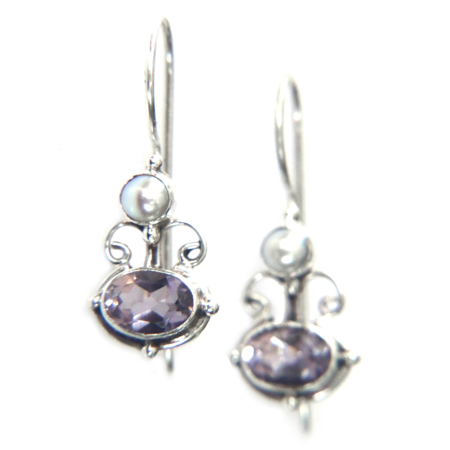 Amethyst .925 Sterling Silver Drop Earrings 'Sunrise Spirit'