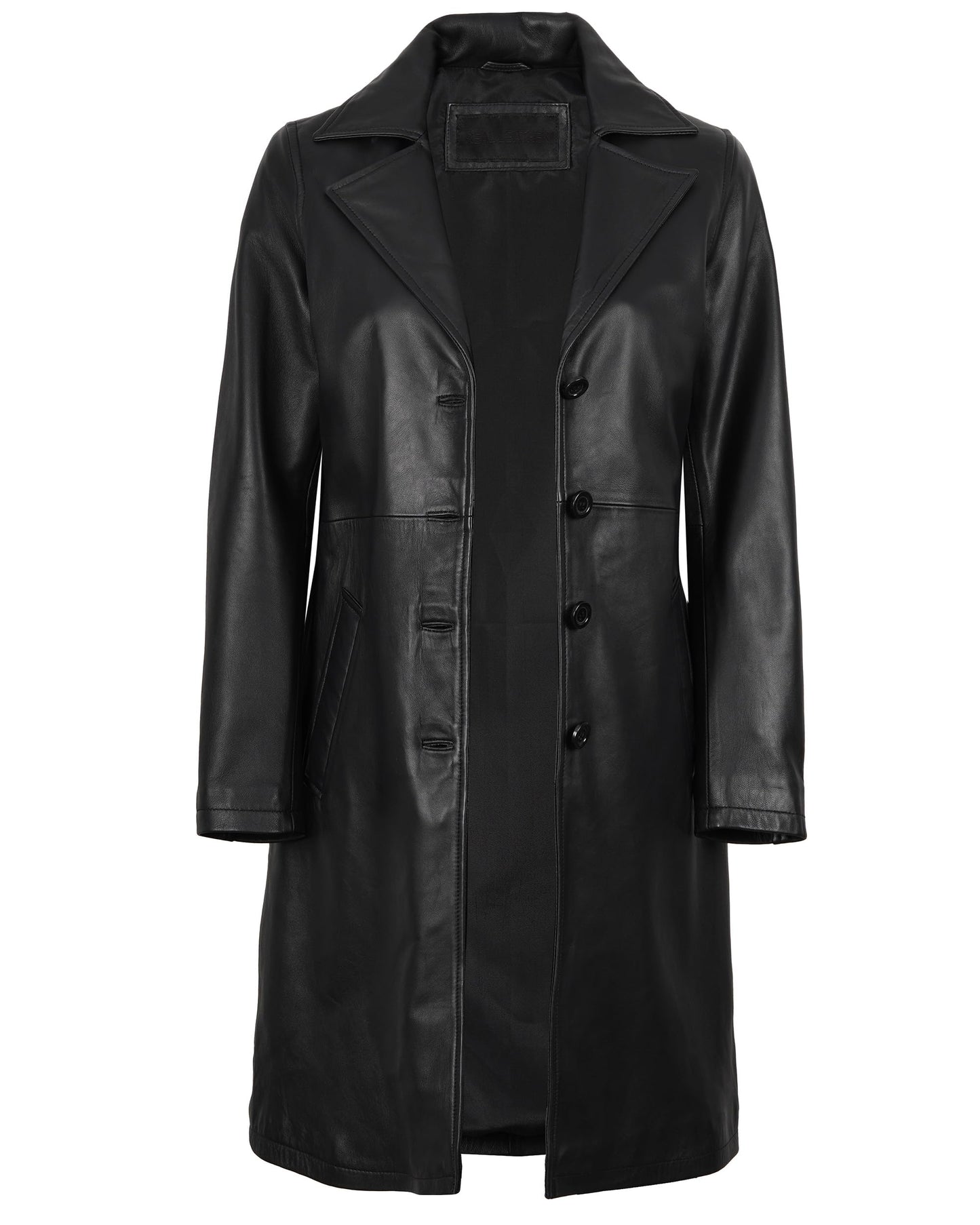 Maxine Black Leather Long Coat