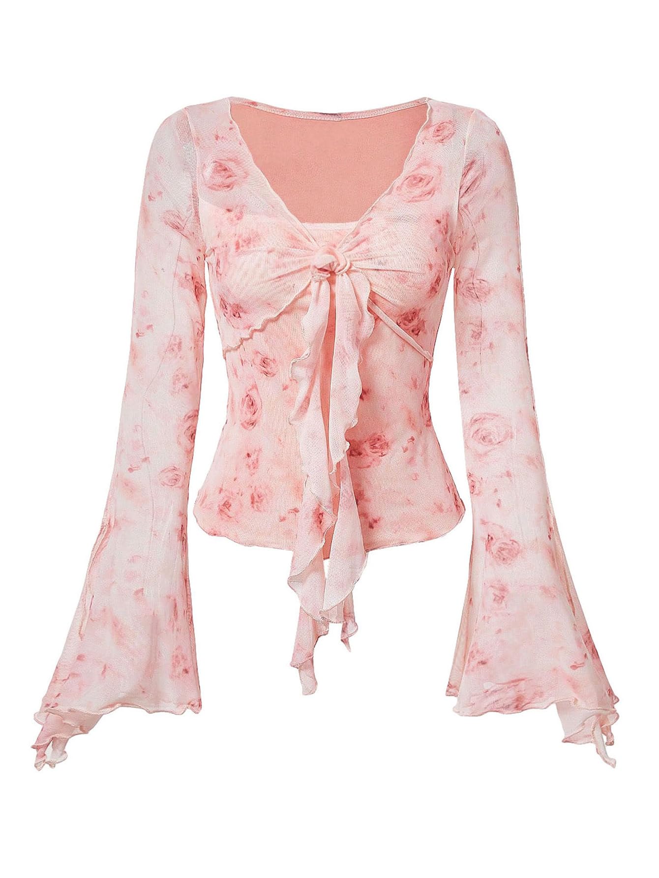 Verdusa Bell Sleeve Bow Blouse
