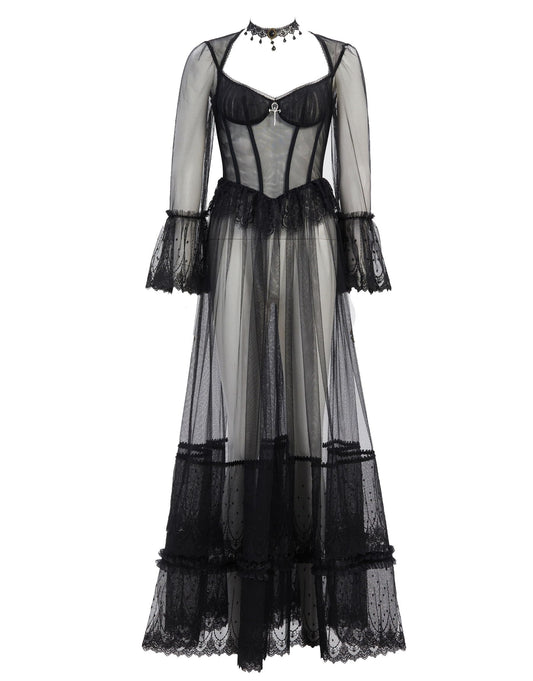 Sheer Vintage Dress with Choker
