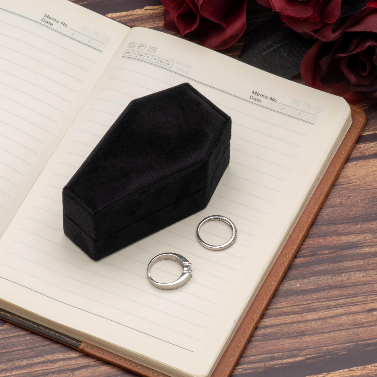 Velvet Coffin Ring Box (Black, Forest Green, and Red)