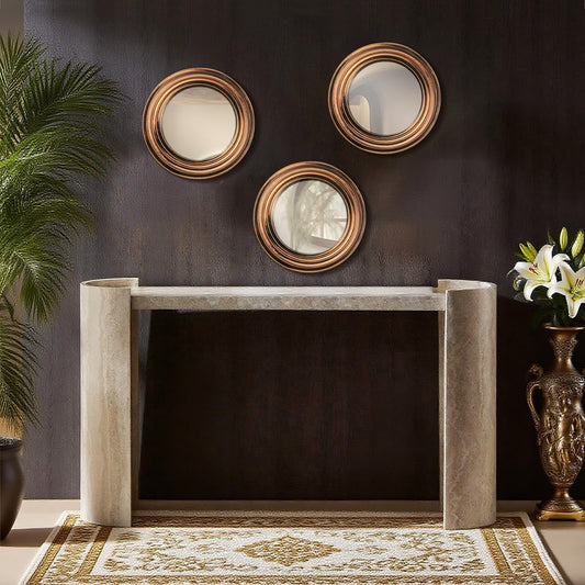 3pcs Round Mirrors for Wall Decor Antique Gold Circle Mirror