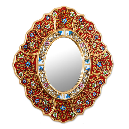 Artisan Handmade Reverse Painted Glass Wall Mirror