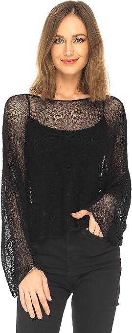 Sheer Knit Lightweight Shrug Sweater