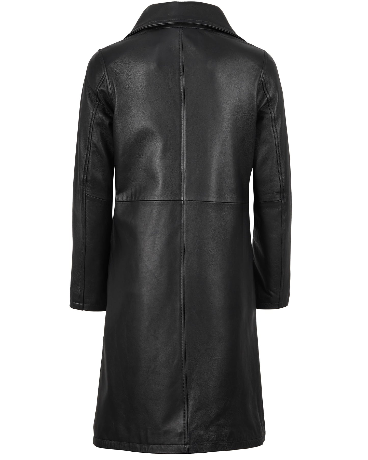Maxine Black Leather Long Coat