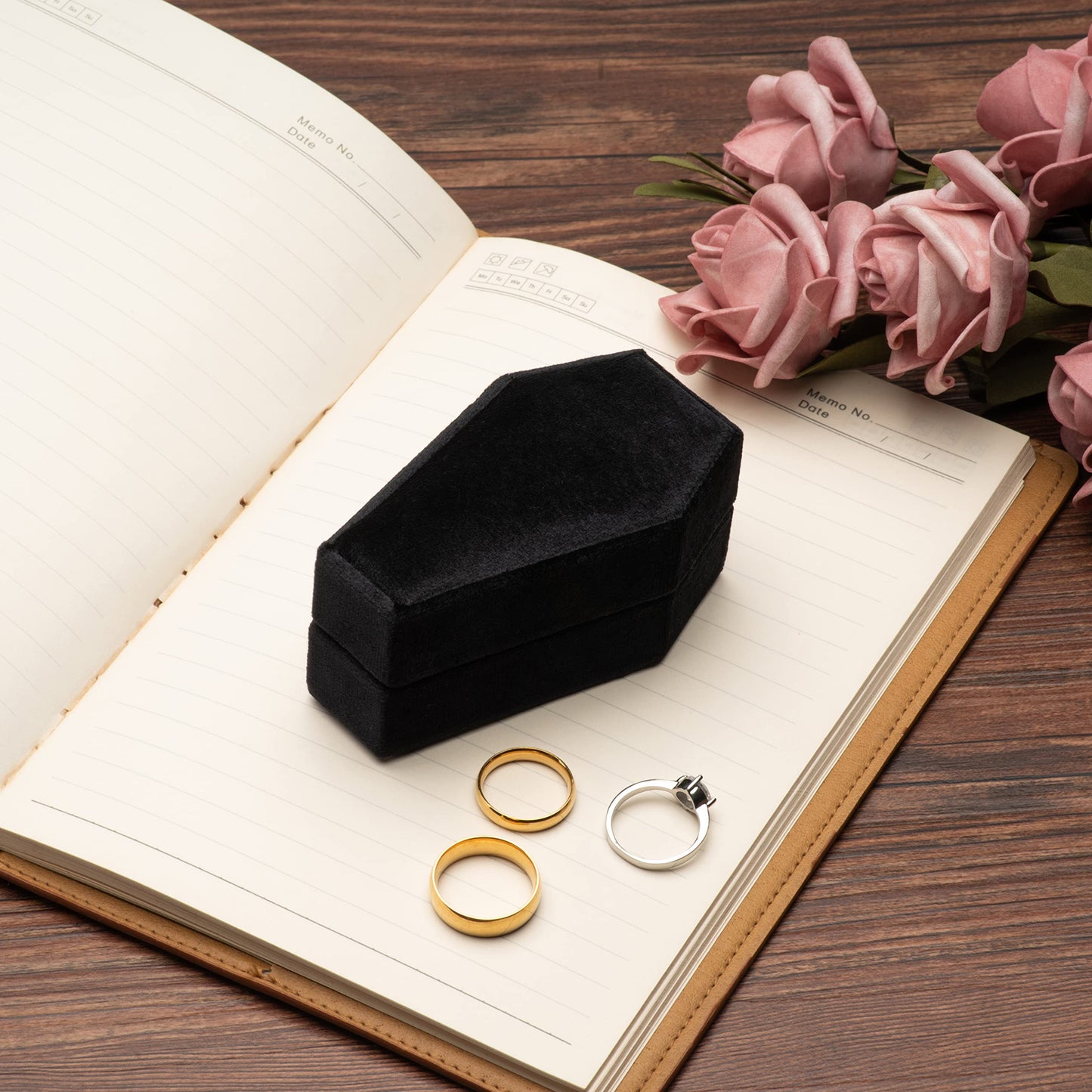 Velvet Coffin Ring Box (Black, Forest Green, and Red)