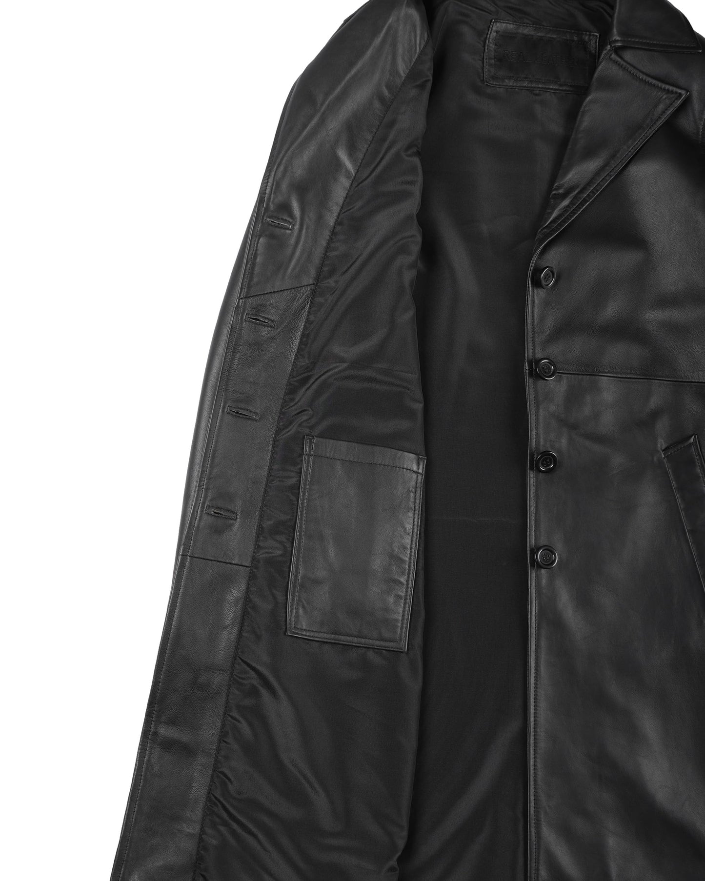 Maxine Black Leather Long Coat