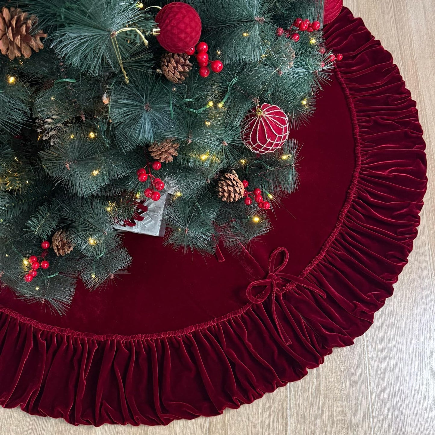 Ruffled Velvet Christmas Tree Skirt