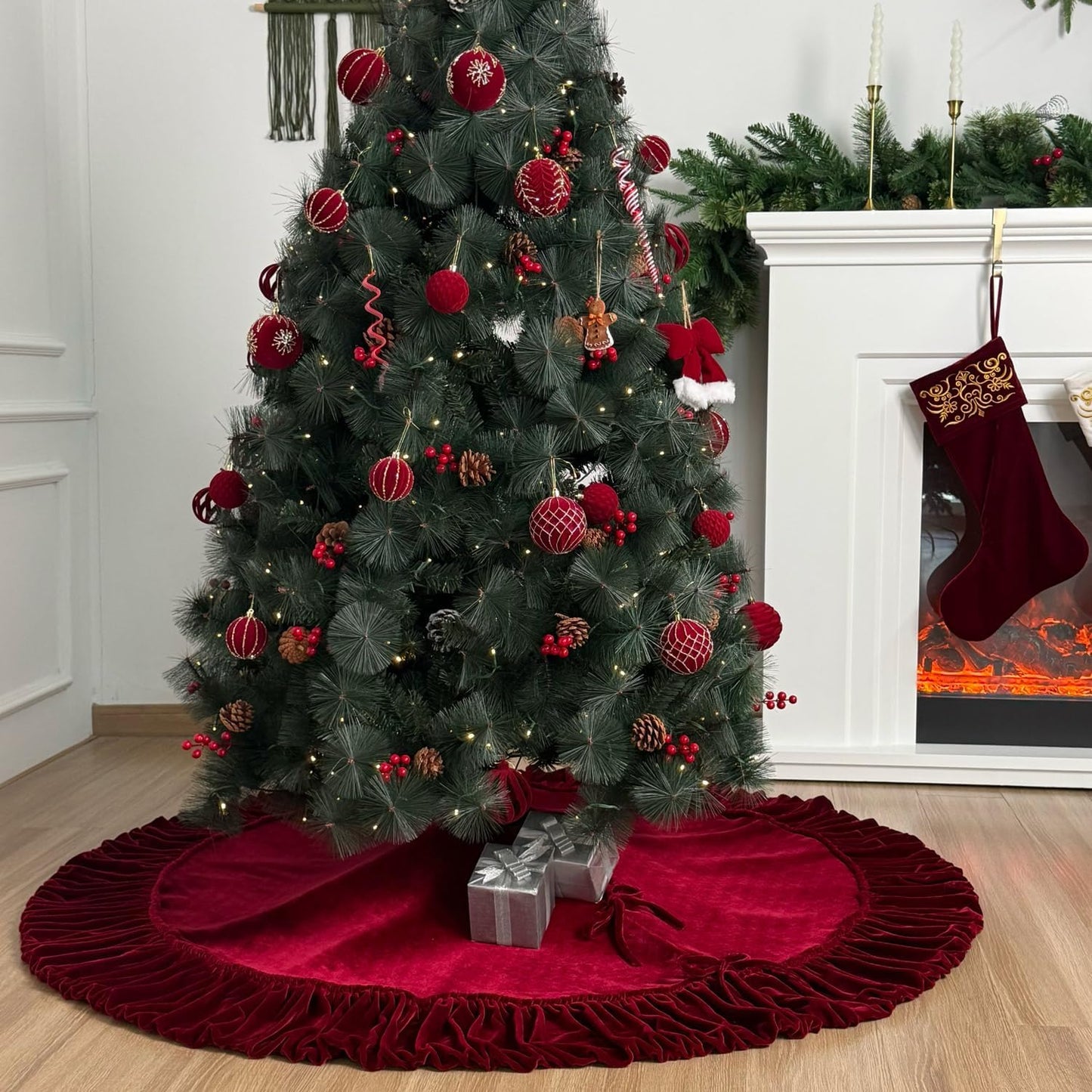 Ruffled Velvet Christmas Tree Skirt
