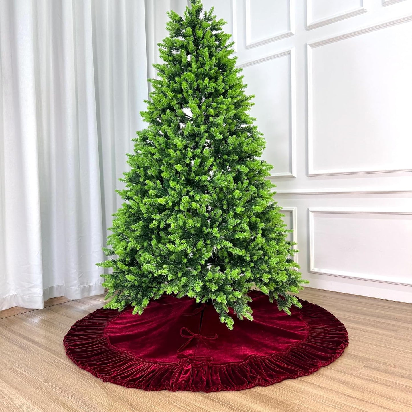 Ruffled Velvet Christmas Tree Skirt