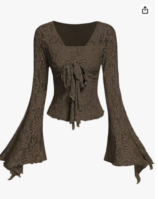 Verdusa Bell Sleeve Bow Blouse