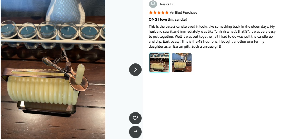 Candle by the Hour 48-Hour Tall Candle, Eco-friendly Natural Beeswax with Cotton Wick
