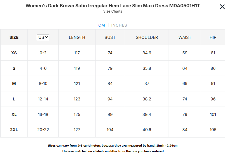 Dark Brown Satin Irregular Hem Lace Dress