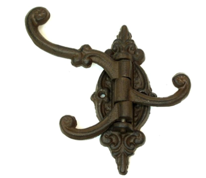 Cast Iron Vintage Antique Victorian Swing Arm Swivel Wall Hook